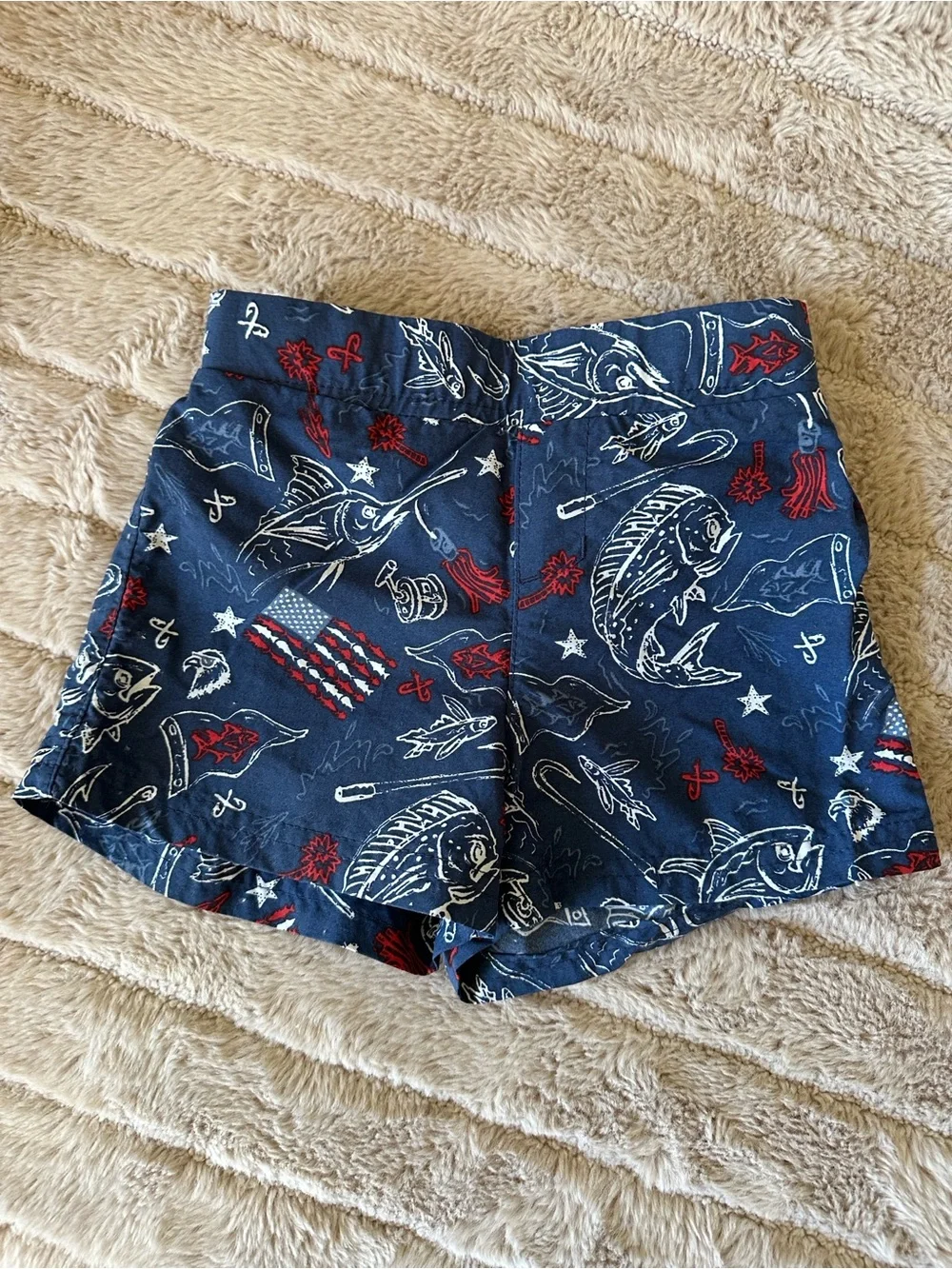 Cat & Jack Coral Shark Swim Shorts with Blue Drawstring